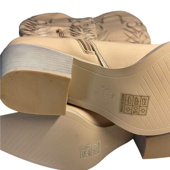 NIB Oasis Society Samara Nude Embroidered Heel Tall Western Boot Size 10 - Picture 10 of 14